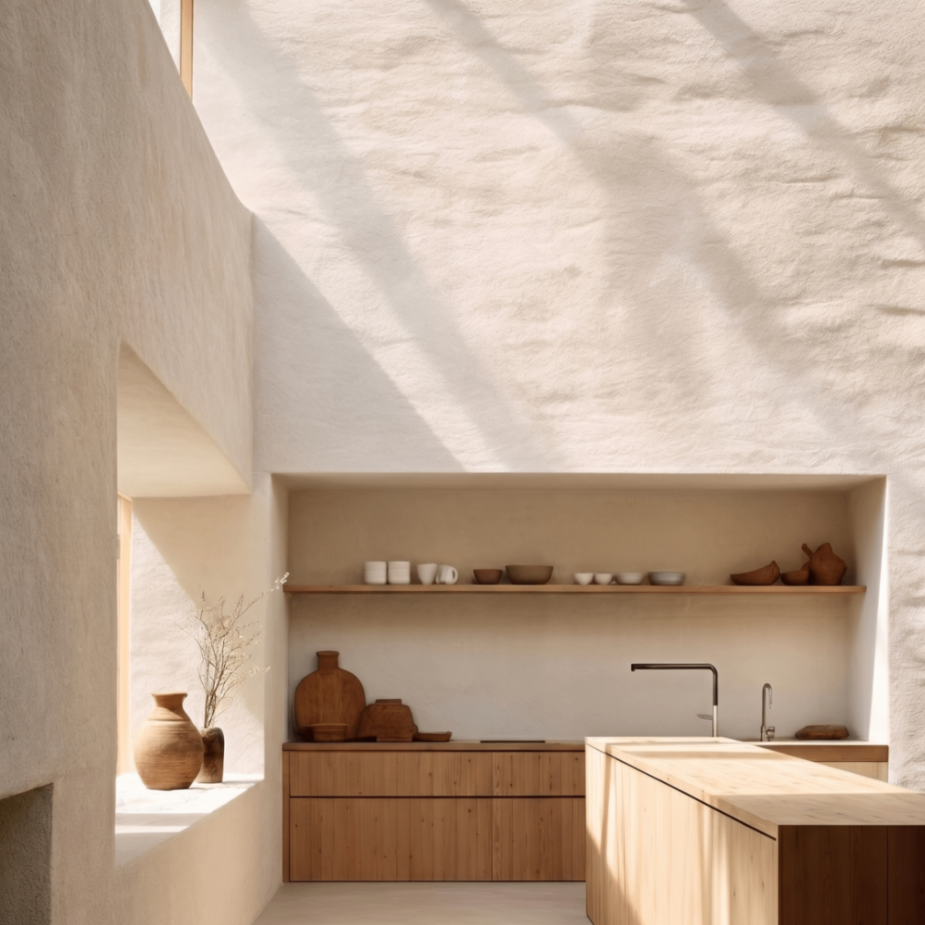 Flexible Stone en cocina interior con acabado claro y luz natural