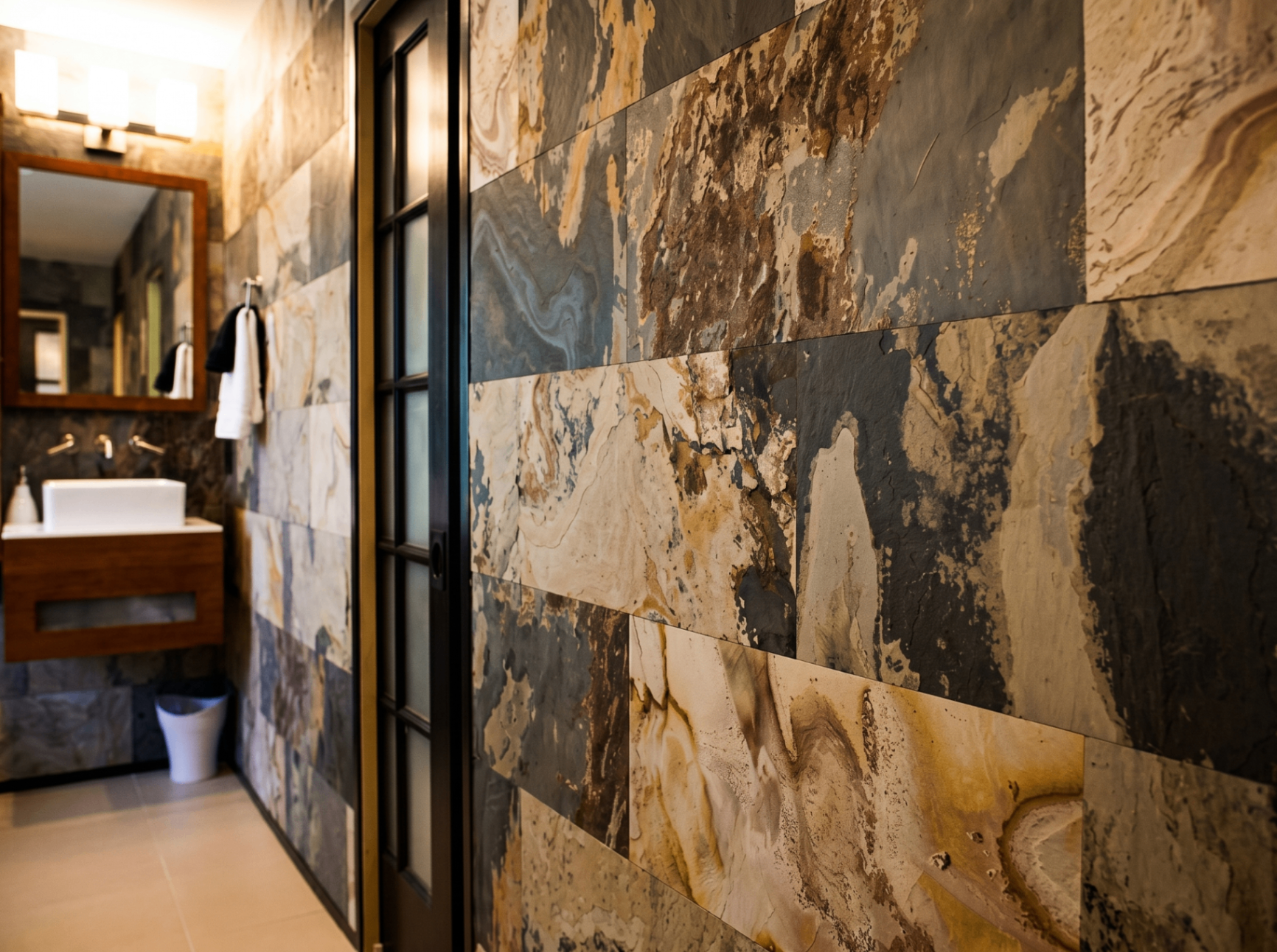 Slim Stone en revestimiento interior de baño